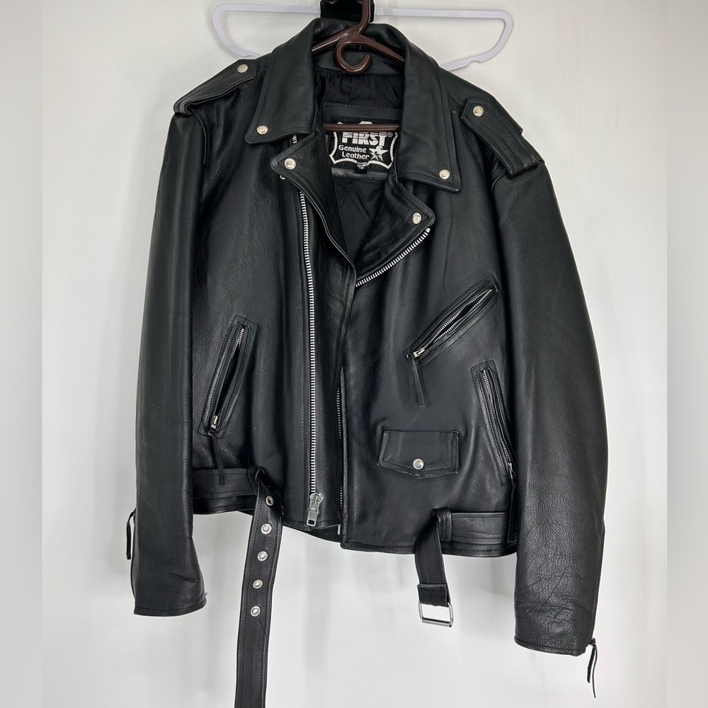 Rare Vintage FIRST Genuine Leather Biker Jacket Men’s 46 - c. 1990